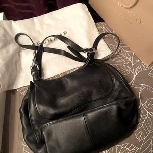 Longchamp leather cross body saddle bag purse